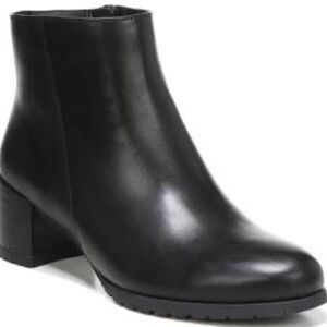 Naturalizer Black Leather Block Heel Booties Sz 8